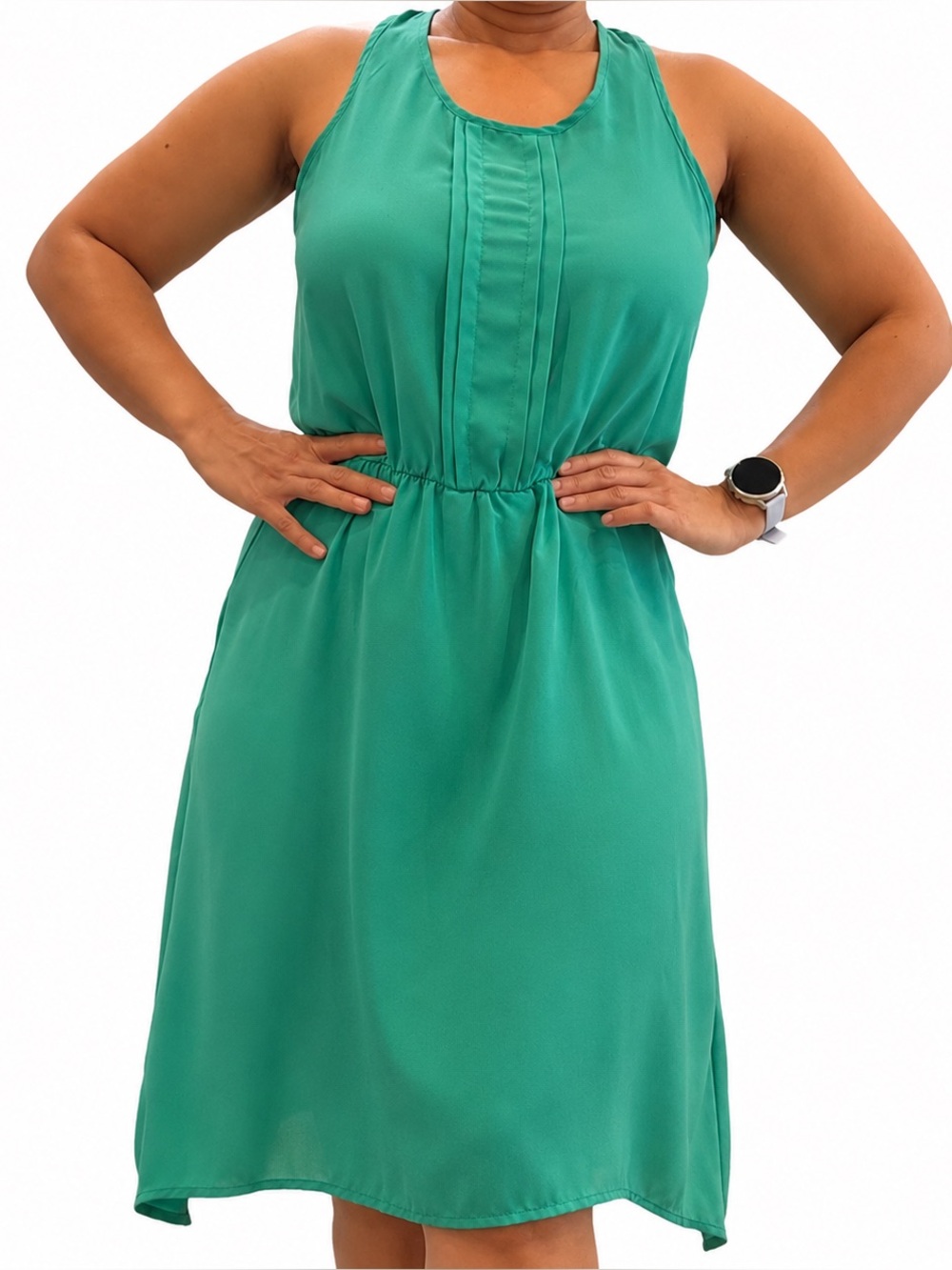 Asymmetrical green turquoise dress